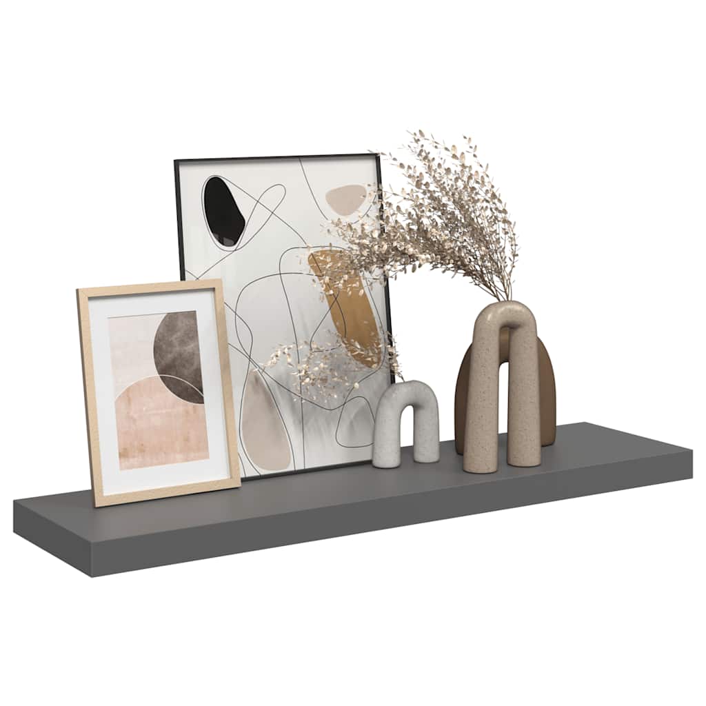 Pakabinama sieninė lentyna, pilka, 90x23,5x3,8cm, MDF, blizgi