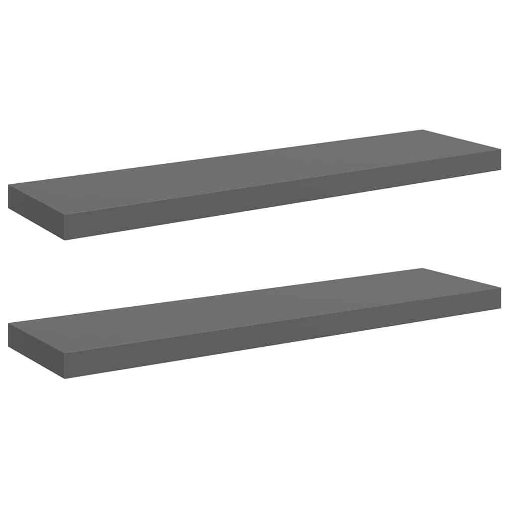 Pakabinamos lentynos, 2vnt., pilkos, 90x23,5x3,8cm, MDF