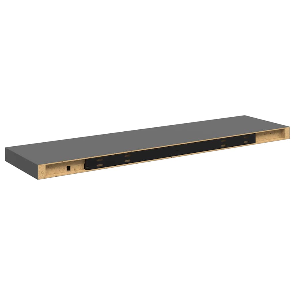 Pakabinamos lentynos, 2vnt., pilkos, 90x23,5x3,8cm, MDF