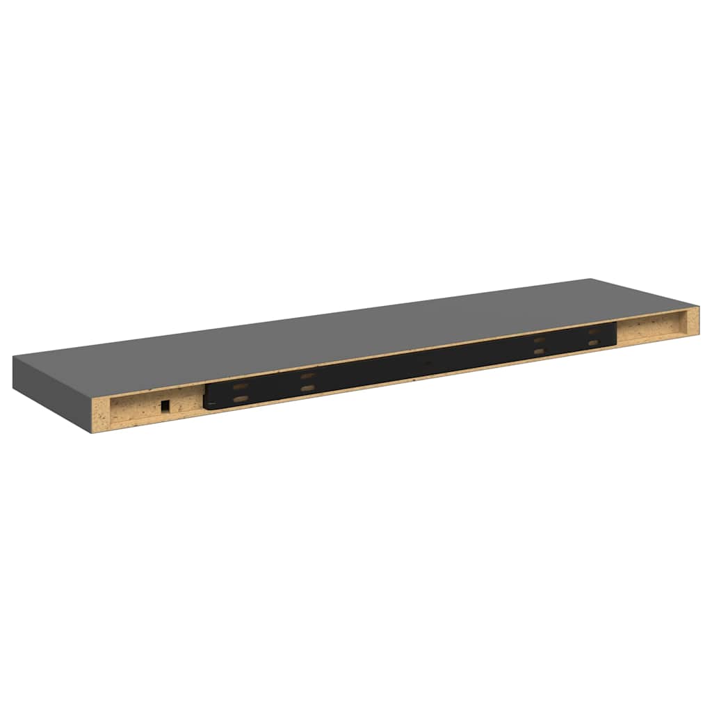 Pakabinamos lentynos, 4vnt., pilkos, 90x23,5x3,8cm, MDF