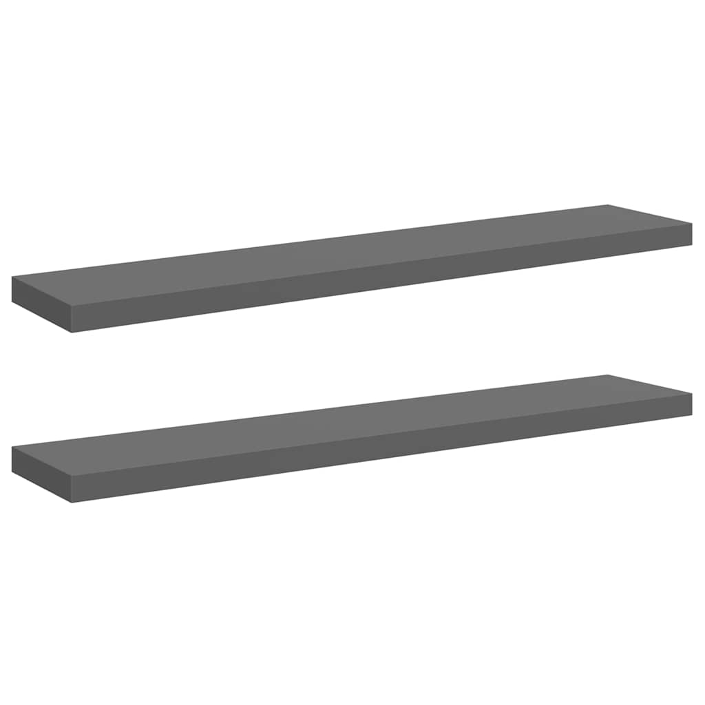 Pakabinamos lentynos, 2vnt., pilkos, 120x23,5x3,8cm, MDF