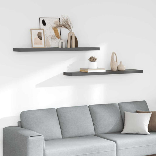 Pakabinamos lentynos, 2vnt., pilkos, 120x23,5x3,8cm, MDF