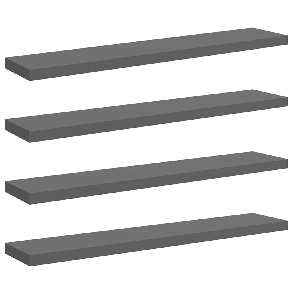 Pakabinamos lentynos, 4vnt., pilkos, 120x23,5x3,8cm, MDF