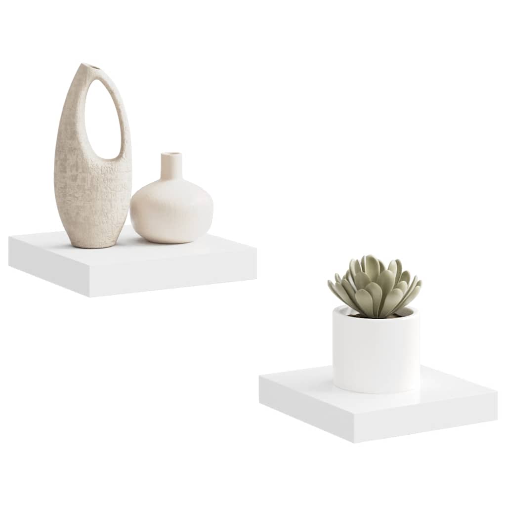 Pakabinamos lentynos, 2vnt., baltos, 23x23,5x3,8cm, MDF