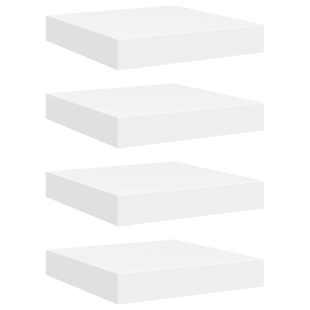 Pakabinamos lentynos, 4vnt., baltos, 23x23,5x3,8cm, MDF