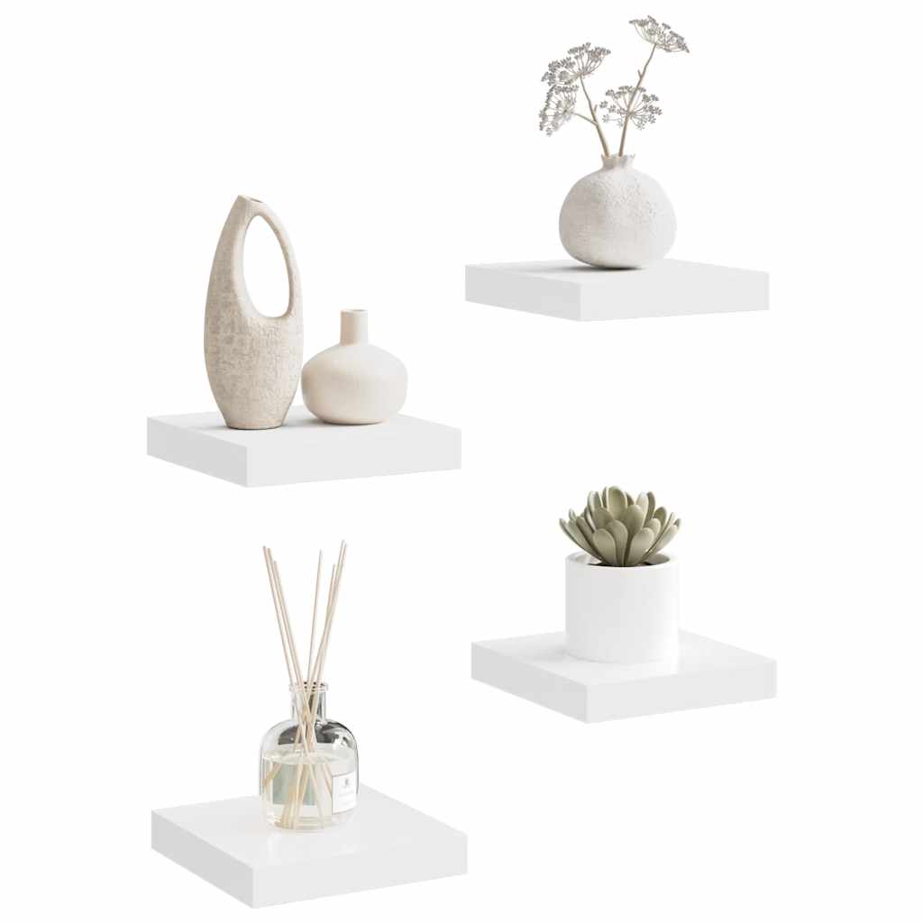 Pakabinamos lentynos, 4vnt., baltos, 23x23,5x3,8cm, MDF