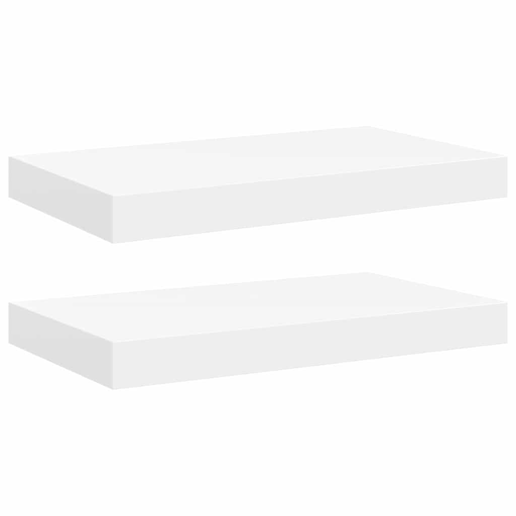 Pakabinamos sieninės lentynos, 2vnt., baltos, 40x23x3,8cm, MDF
