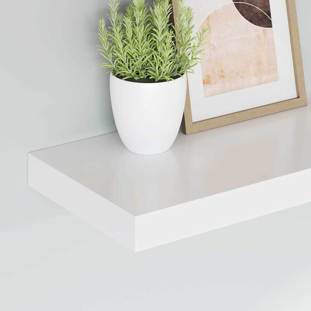 Pakabinamos sieninės lentynos, 2vnt., baltos, 40x23x3,8cm, MDF
