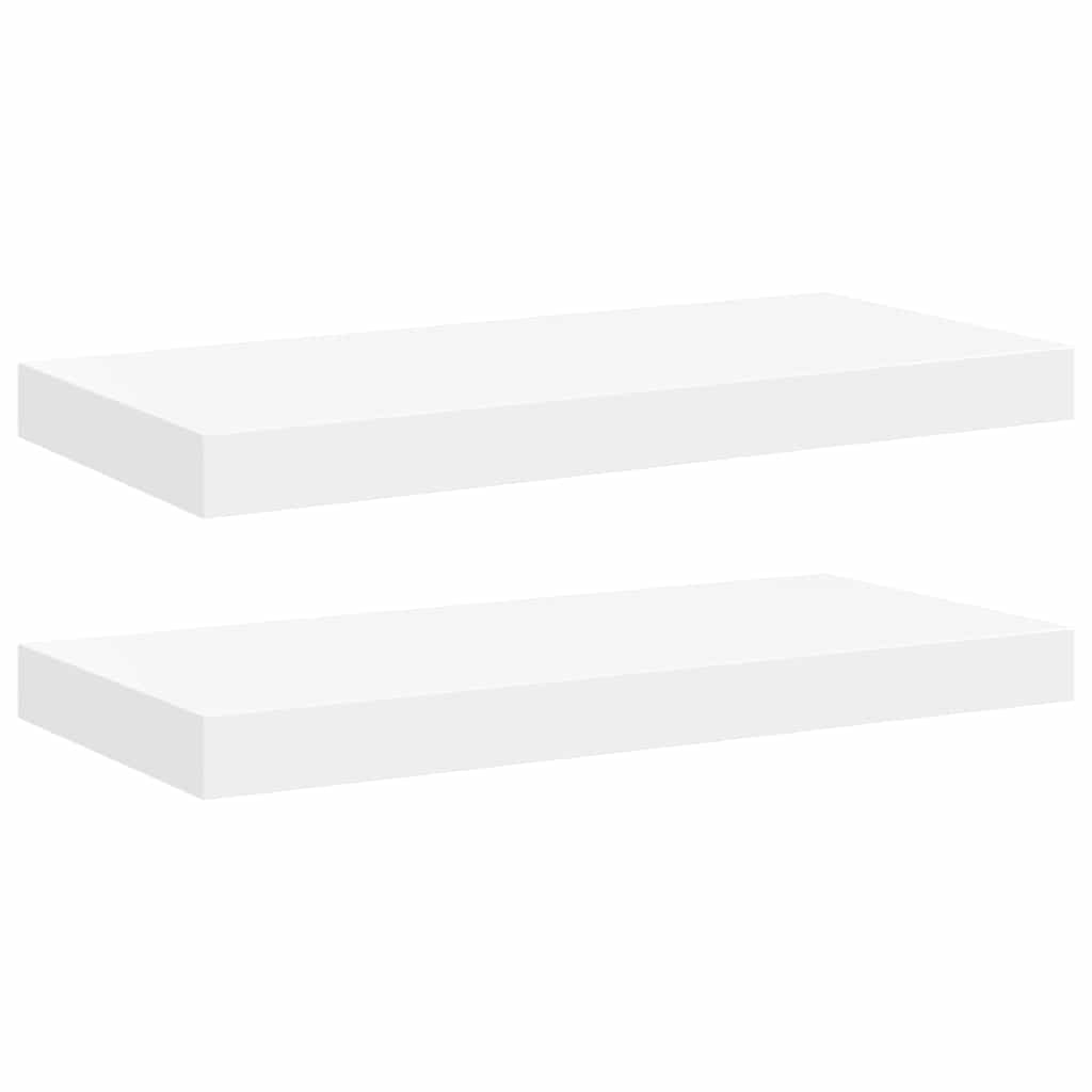 Pakabinamos sieninės lentynos, 2vnt., baltos, 50x23x3,8cm, MDF