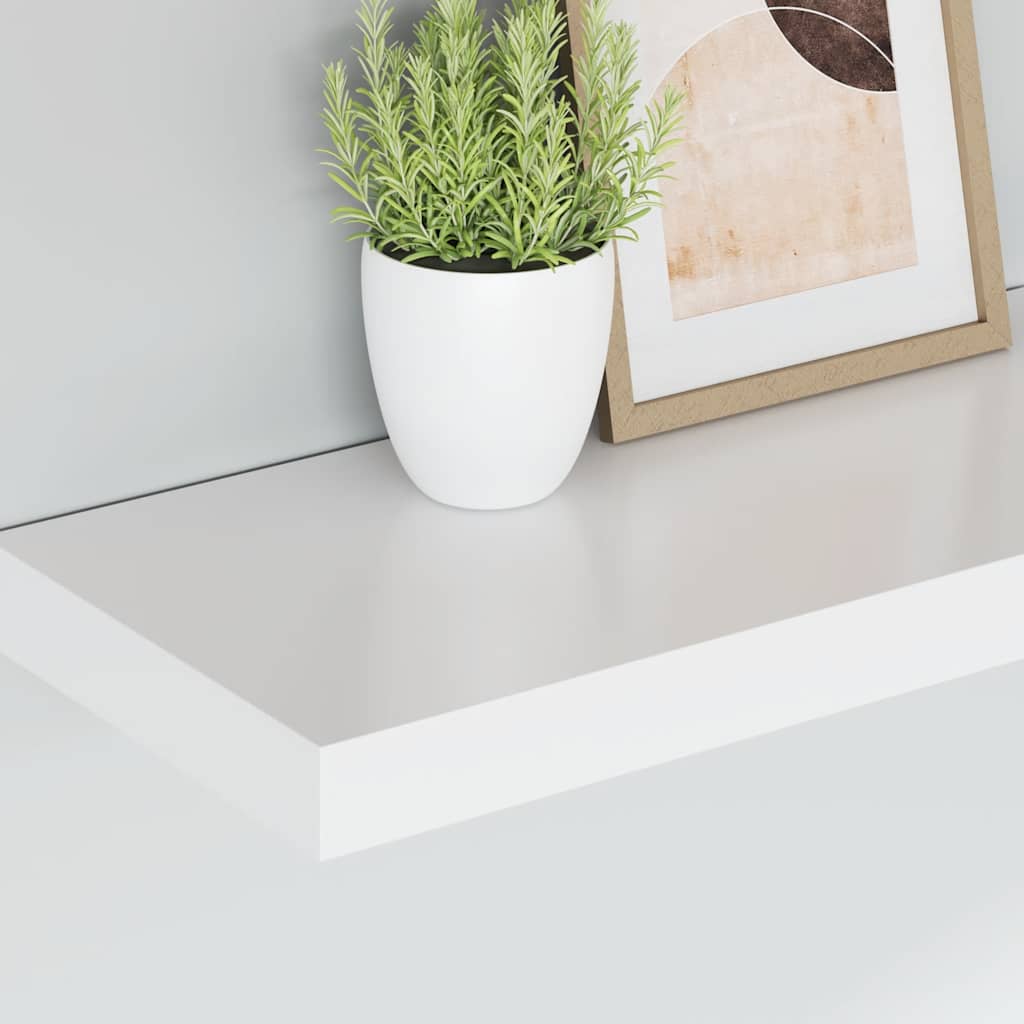 Pakabinamos sieninės lentynos, 2vnt., baltos, 50x23x3,8cm, MDF