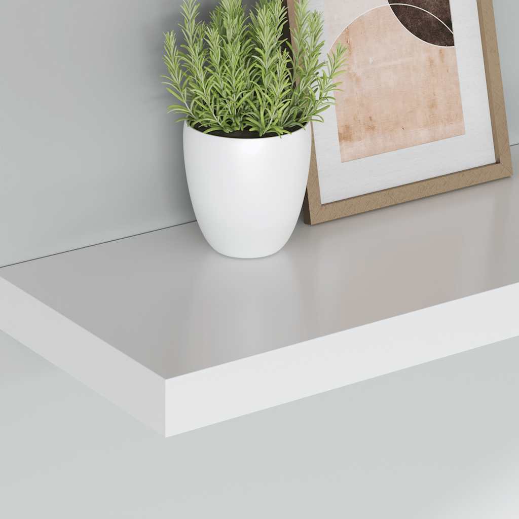 Pakabinama sieninė lentyna, baltos spalvos, 60x23,5x3,8cm, MDF