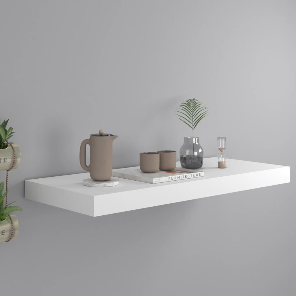 Pakabinama sieninė lentyna, baltos spalvos, 60x23,5x3,8cm, MDF