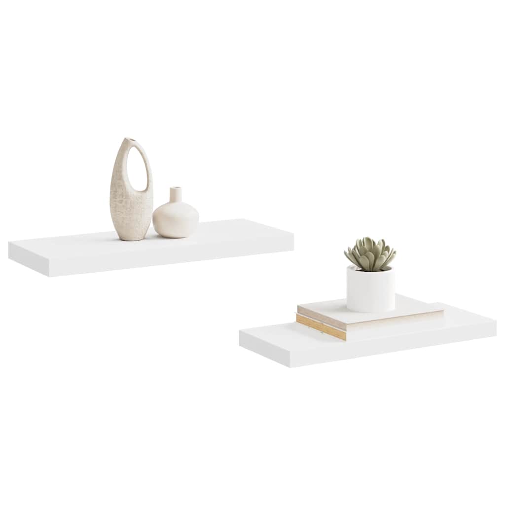 Pakabinamos lentynos, 2vnt., baltos, 60x23,5x3,8cm, MDF