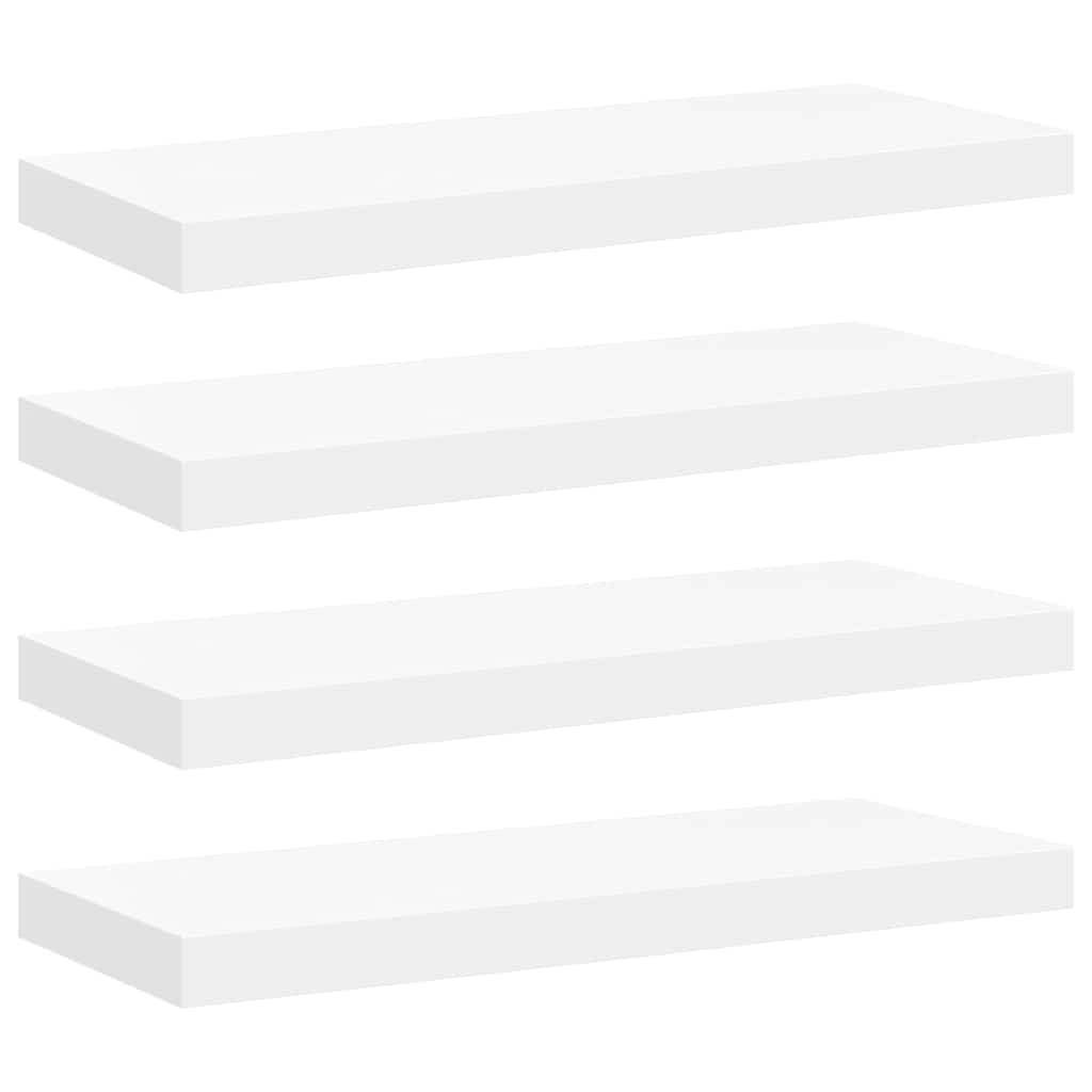 Pakabinamos lentynos, 4vnt., baltos, 60x23,5x3,8cm, MDF