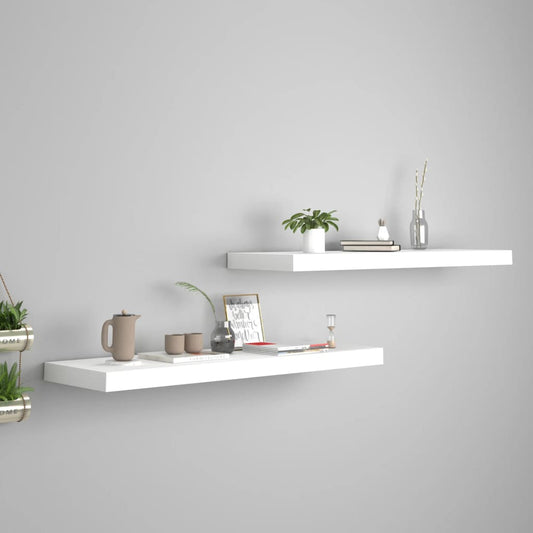Pakabinamos lentynos, 2vnt., baltos, 80x23,5x3,8cm, MDF
