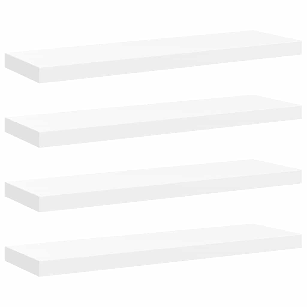 Pakabinamos lentynos, 4vnt., baltos, 80x23,5x3,8cm, MDF