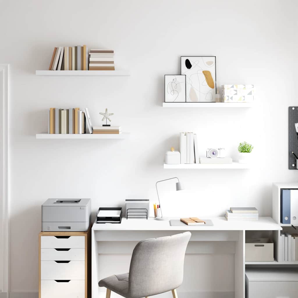 Pakabinamos lentynos, 4vnt., baltos, 80x23,5x3,8cm, MDF