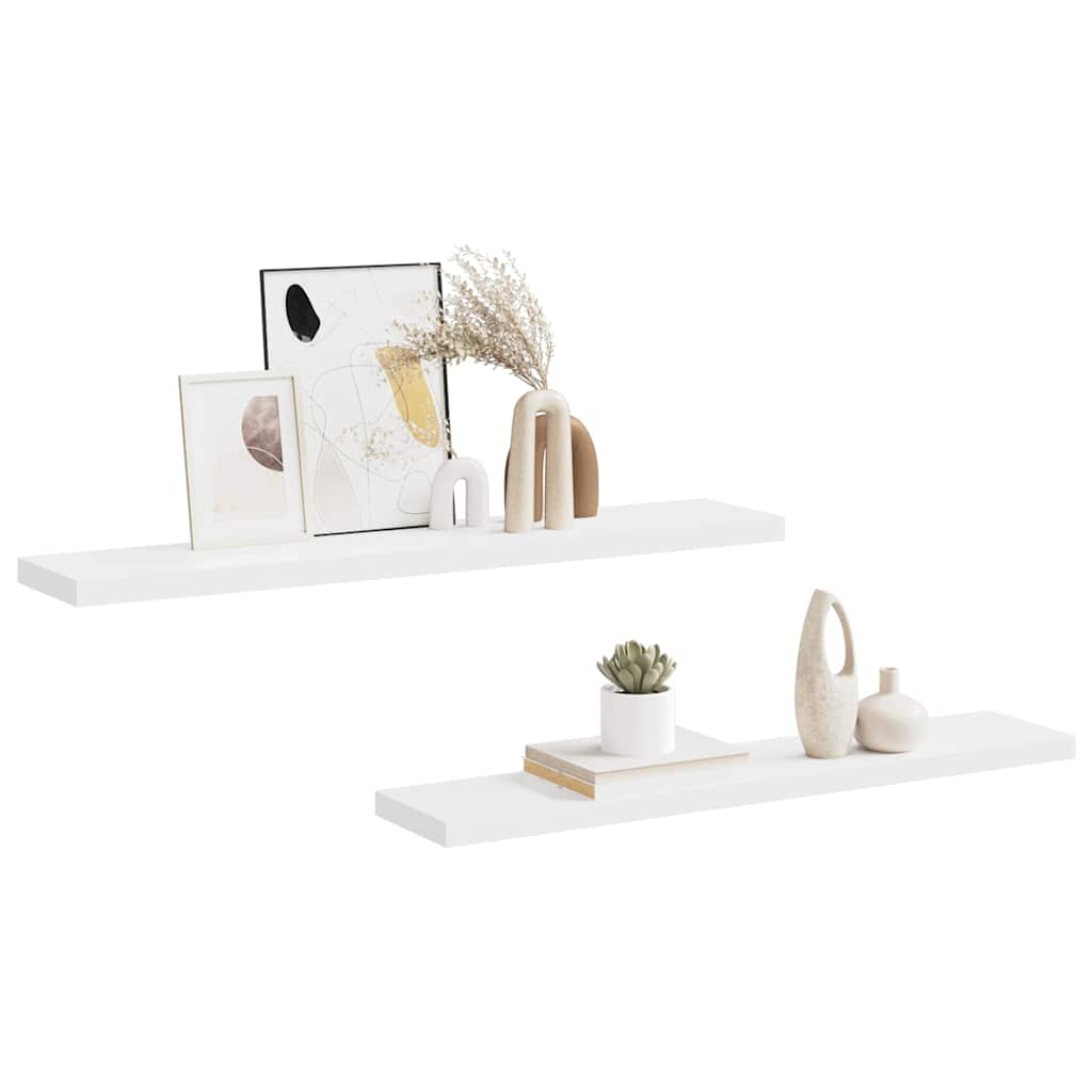 Pakabinamos lentynos, 2vnt., baltos, 120x23,5x3,8cm, MDF