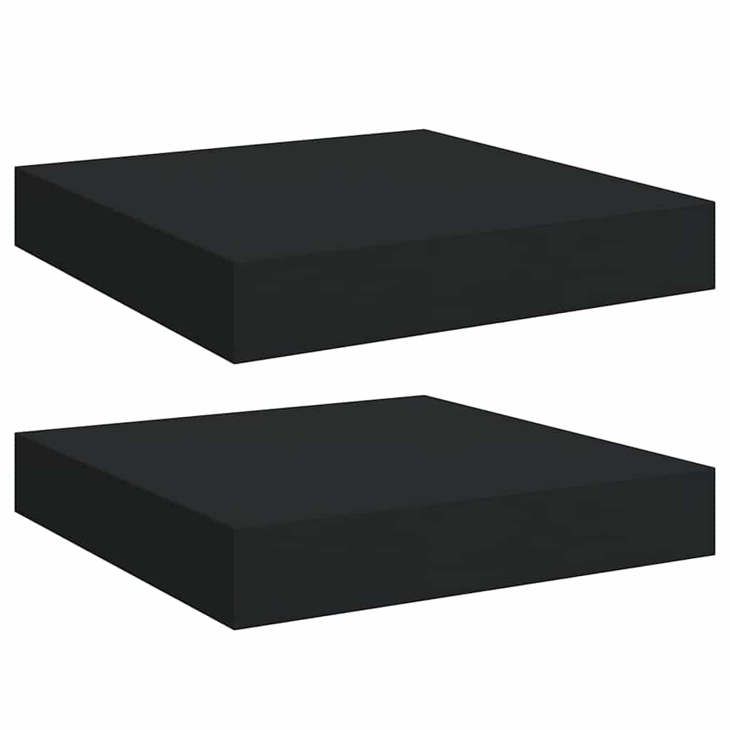 Pakabinamos lentynos, 2vnt., juodos, 23x23,5x3,8cm, MDF