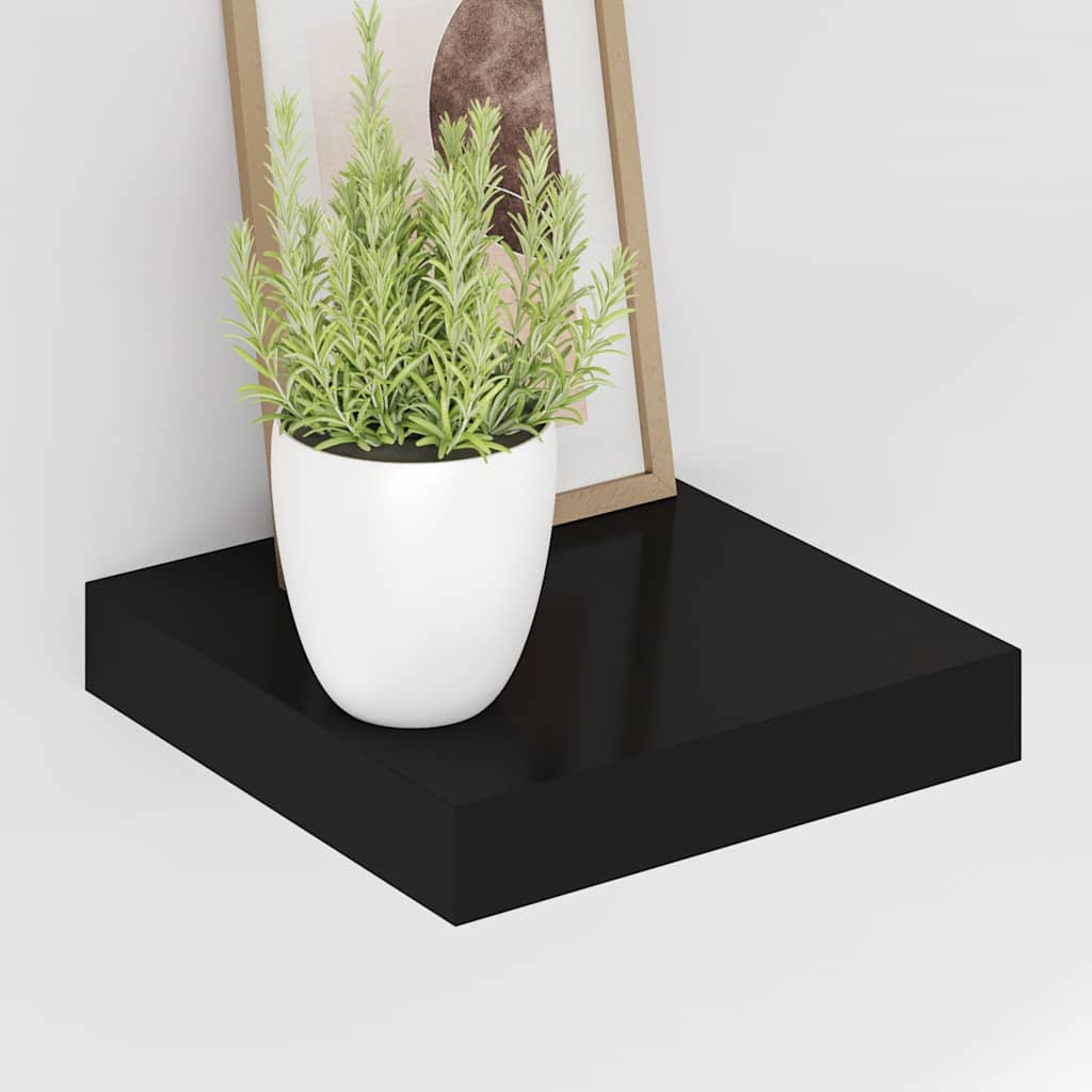 Pakabinamos lentynos, 2vnt., juodos, 23x23,5x3,8cm, MDF