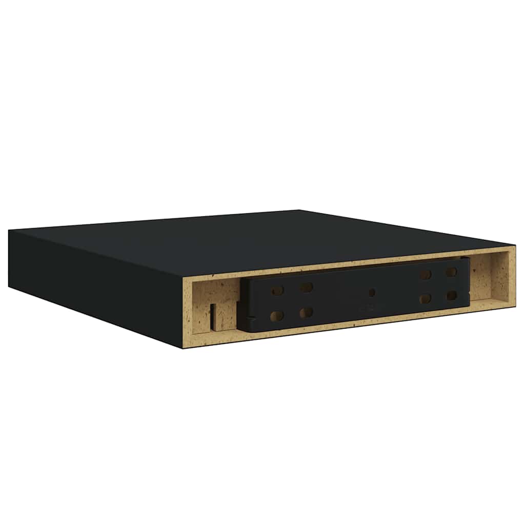 Pakabinamos lentynos, 2vnt., juodos, 23x23,5x3,8cm, MDF