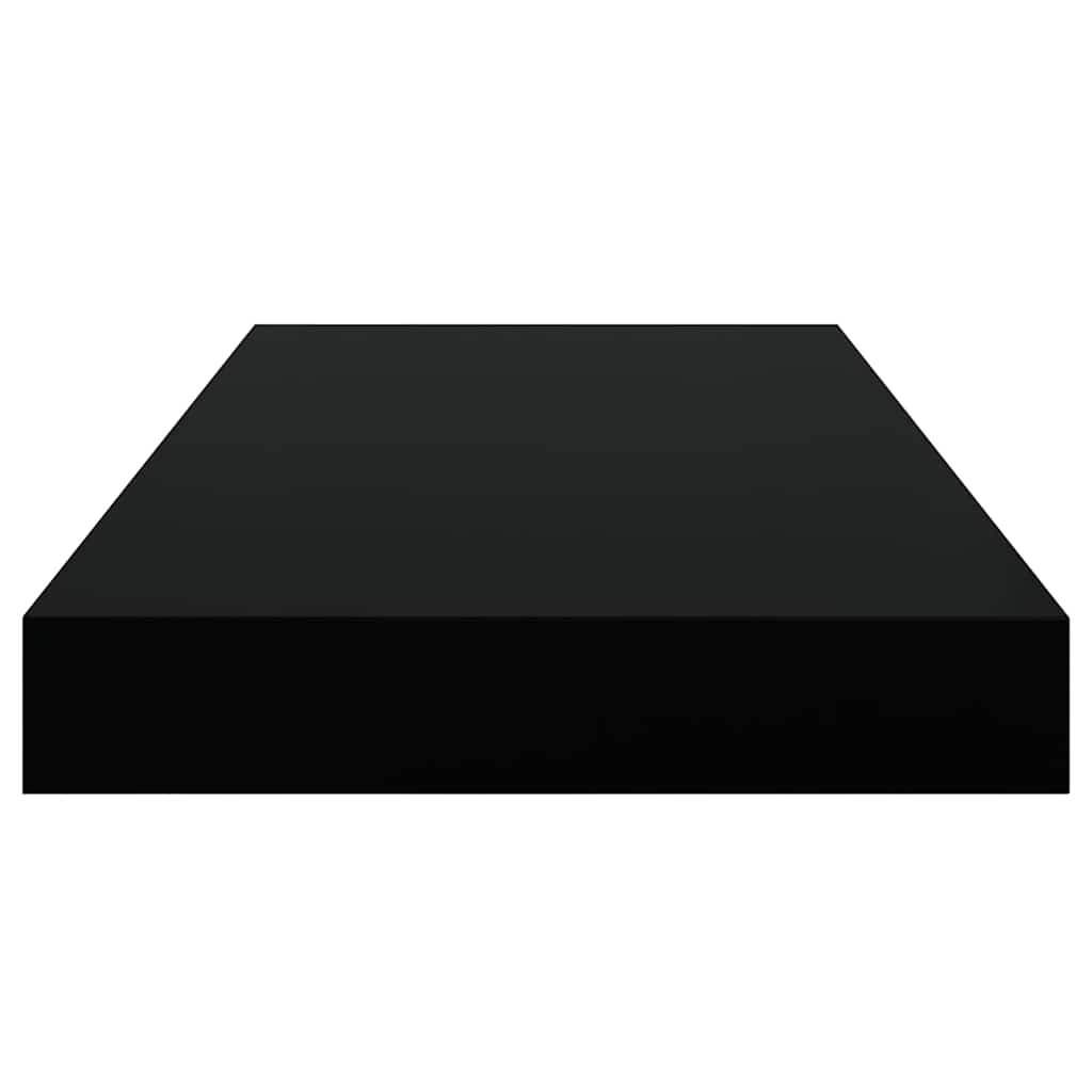 Pakabinamos sieninės lentynos, 4vnt., juodos, 50x23x3,8cm, MDF