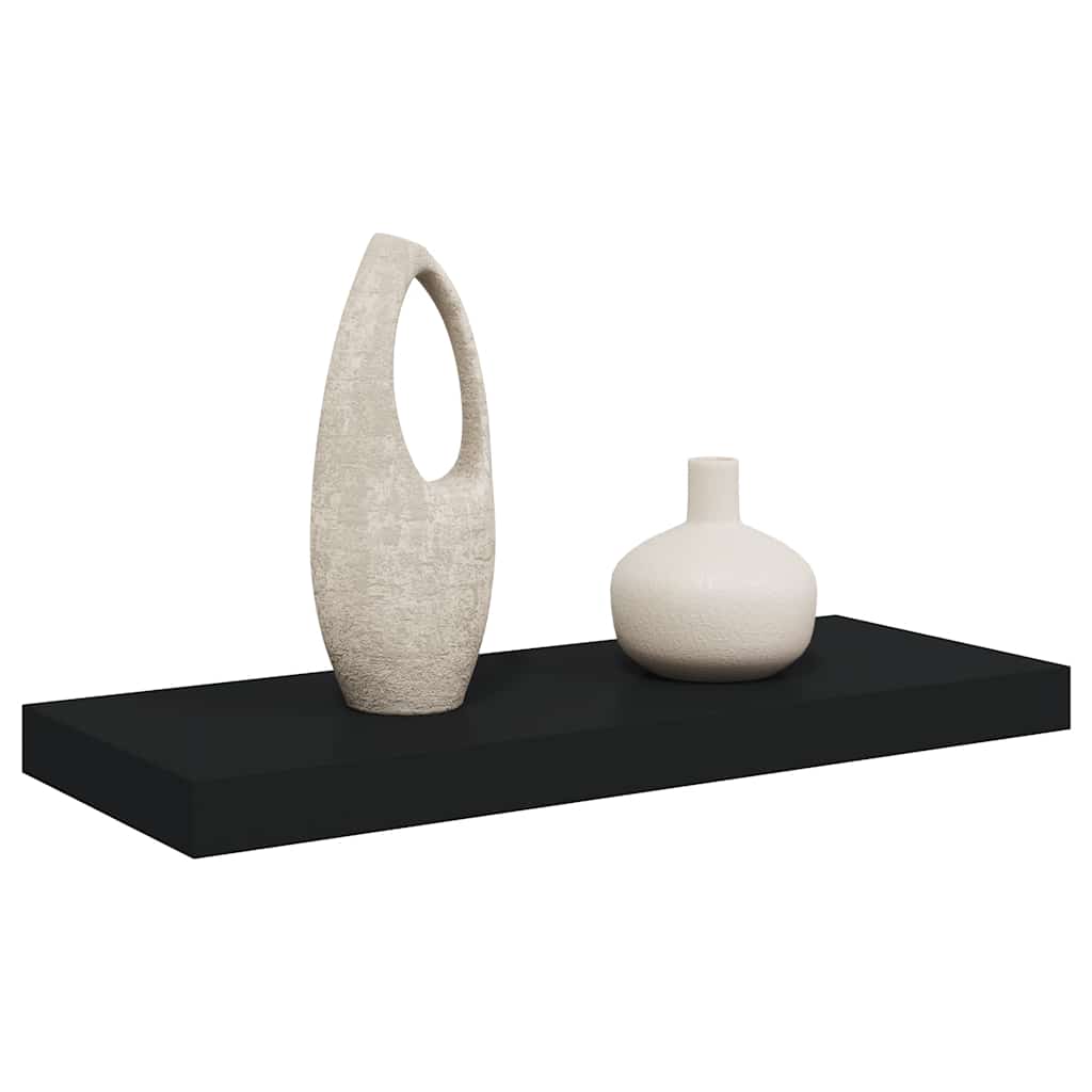 Pakabinama sieninė lentyna, juodos spalvos, 60x23,5x3,8cm, MDF