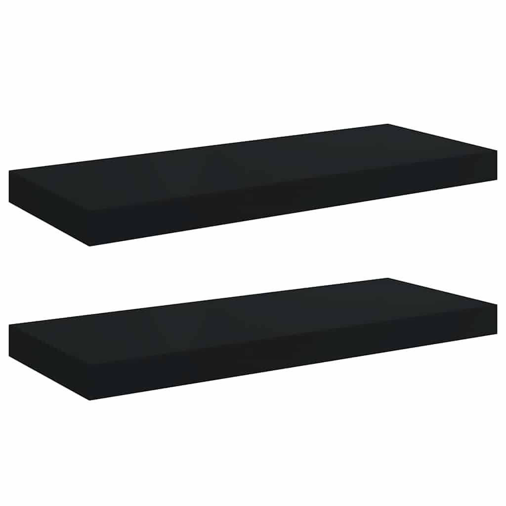 Pakabinamos lentynos, 2vnt., juodos, 60x23,5x3,8cm, MDF