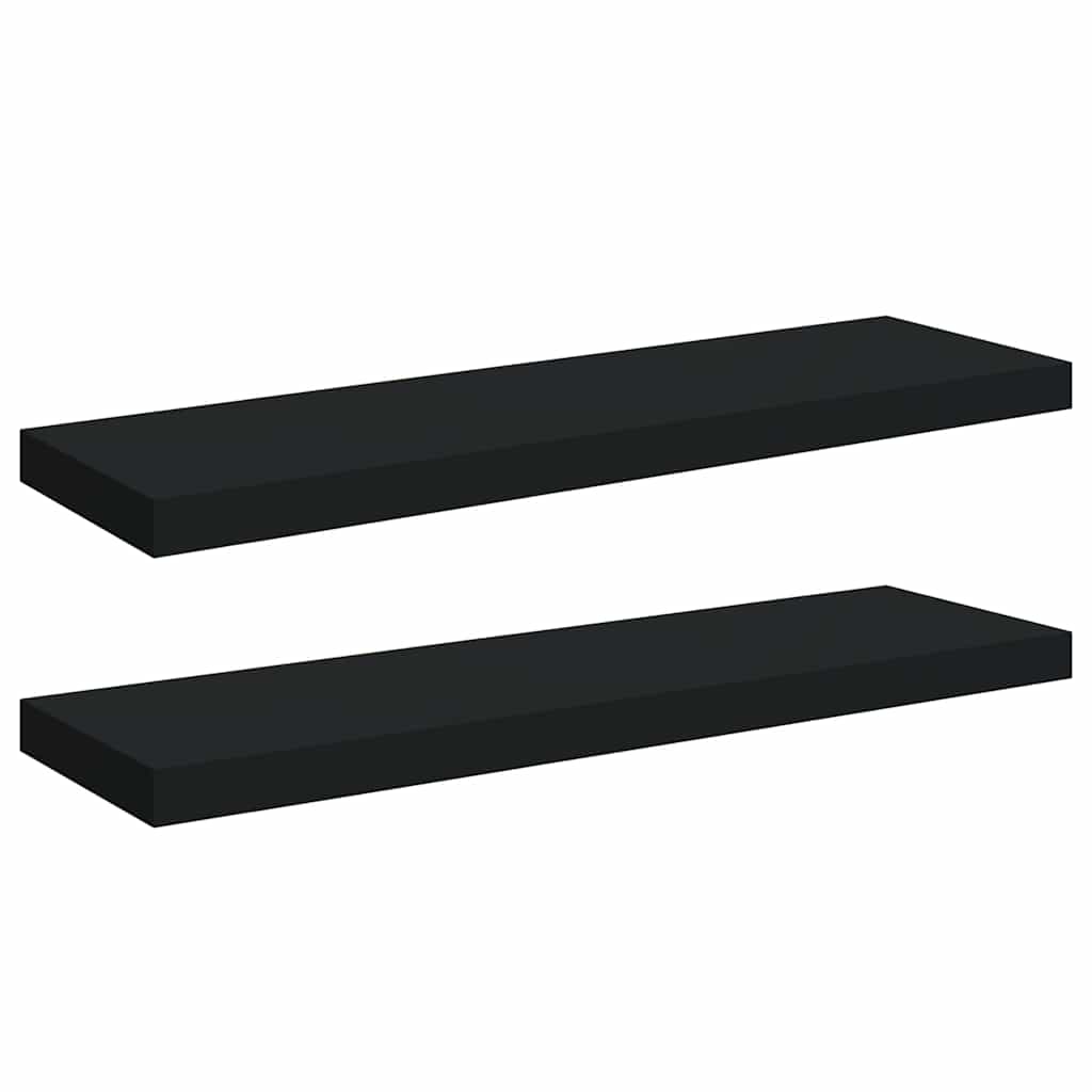 Pakabinamos lentynos, 2vnt., juodos, 80x23,5x3,8cm, MDF