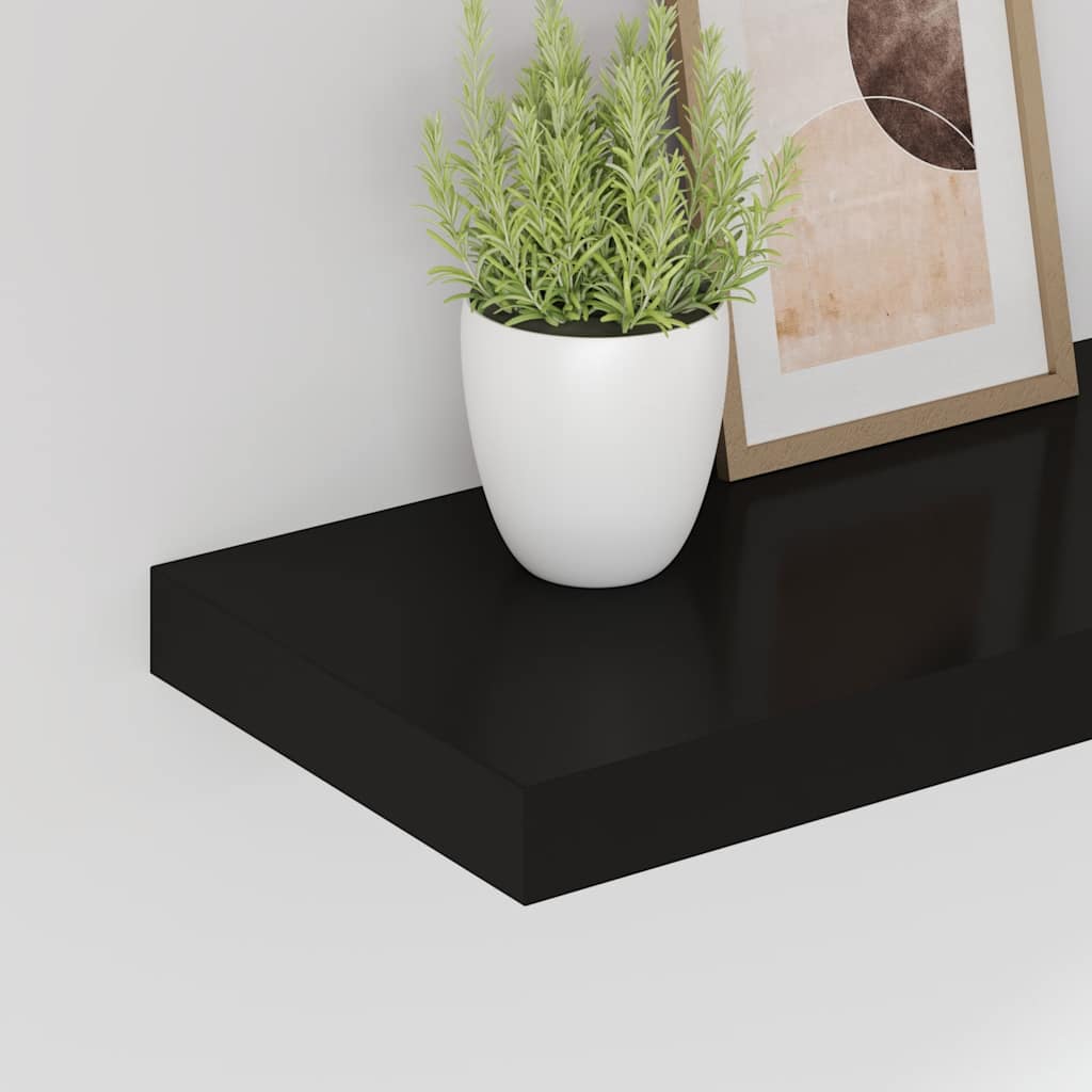 Pakabinamos lentynos, 4vnt., juodos, 80x23,5x3,8cm, MDF