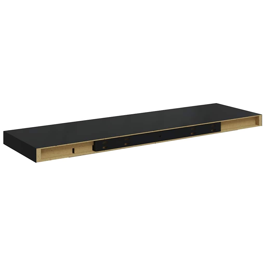 Pakabinamos lentynos, 4vnt., juodos, 80x23,5x3,8cm, MDF