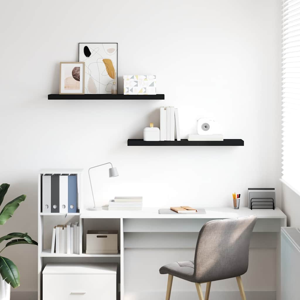 Pakabinamos lentynos, 2vnt., juodos, 90x23,5x3,8cm, MDF