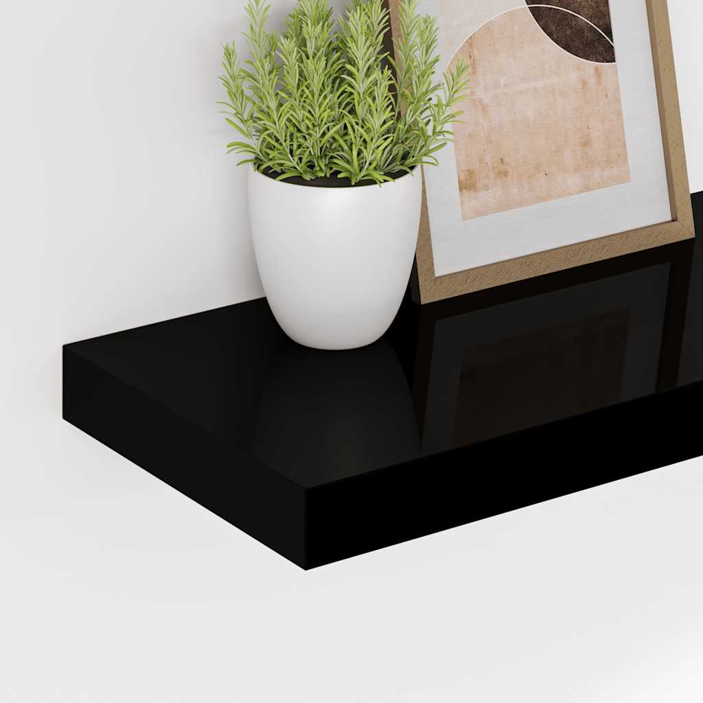 Pakabinamos lentynos, 2vnt., juodos, 90x23,5x3,8cm, MDF