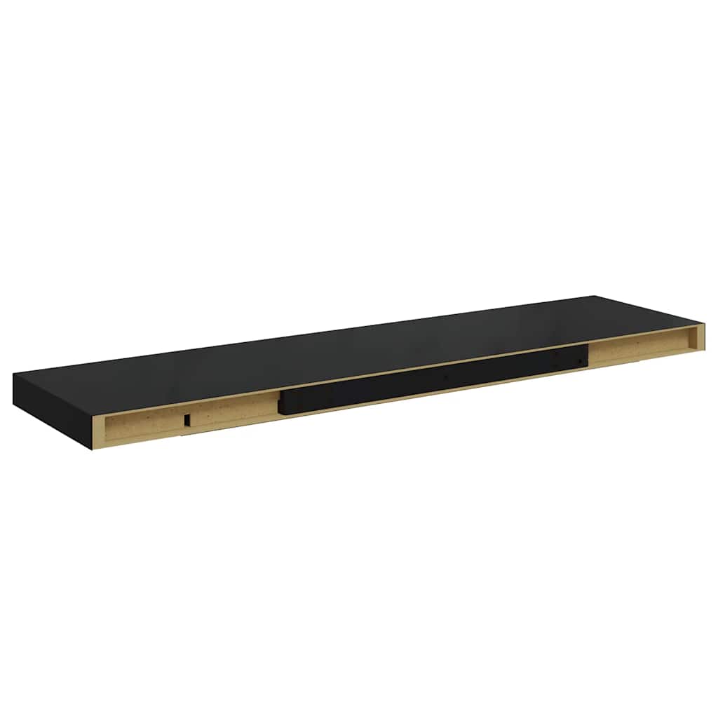 Pakabinamos lentynos, 2vnt., juodos, 90x23,5x3,8cm, MDF