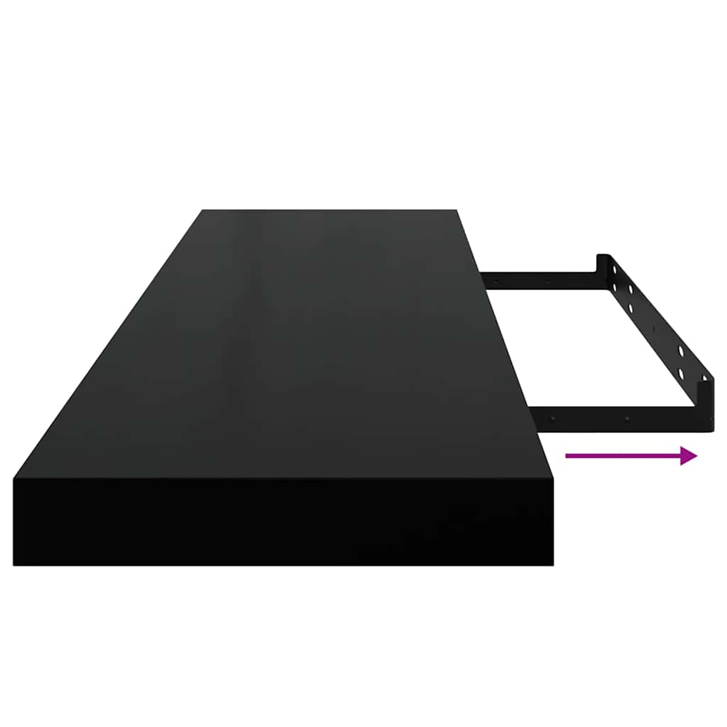 Pakabinamos lentynos, 4vnt., juodos, 90x23,5x3,8cm, MDF