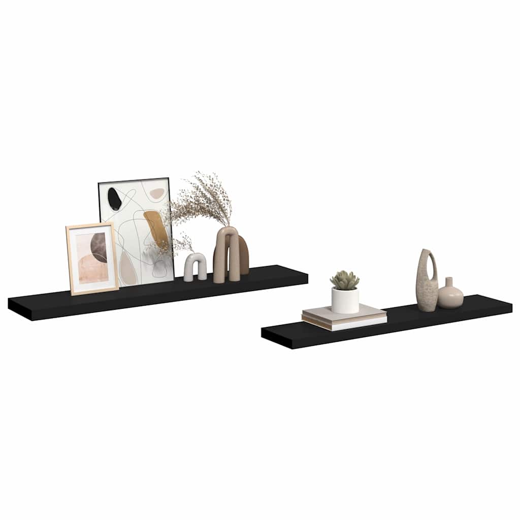 Pakabinamos lentynos, 2vnt., juodos, 120x23,5x3,8cm, MDF