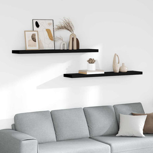 Pakabinamos lentynos, 2vnt., juodos, 120x23,5x3,8cm, MDF