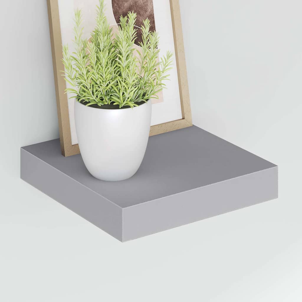 Pakabinama sieninė lentyna, pilkos spalvos, 23x23,5x3,8cm, MDF
