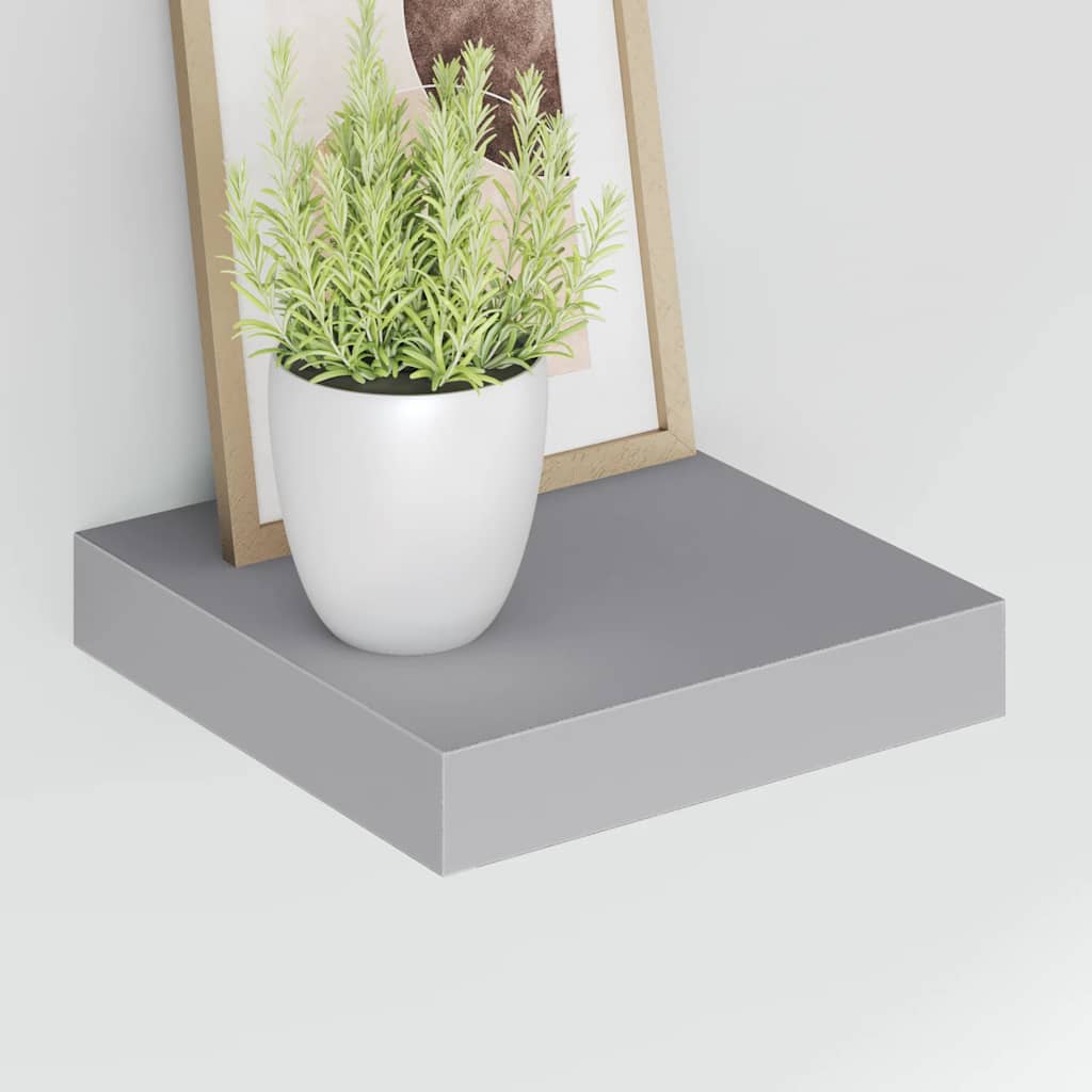 Pakabinama sieninė lentyna, pilkos spalvos, 23x23,5x3,8cm, MDF
