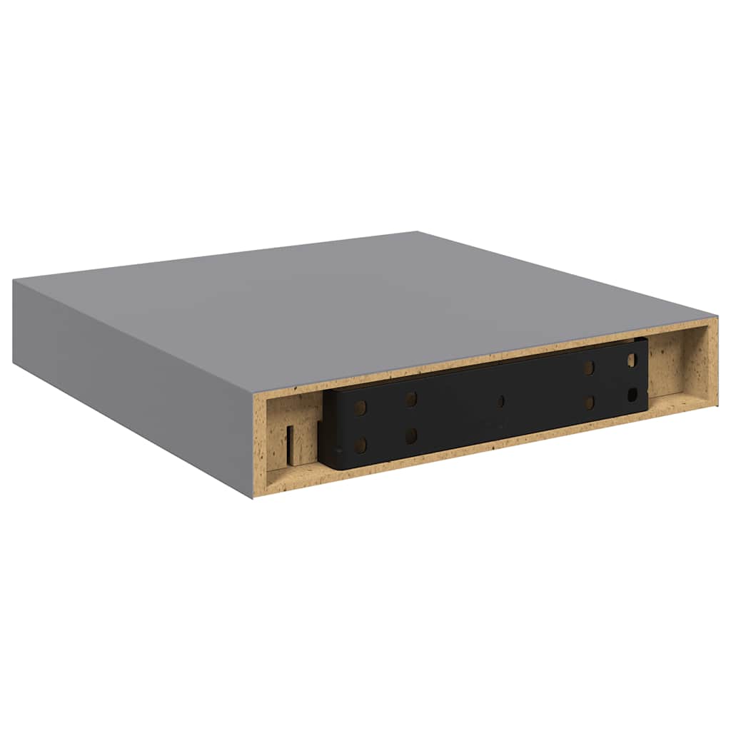 Pakabinamos lentynos, 2vnt., pilkos, 23x23,5x3,8cm, MDF