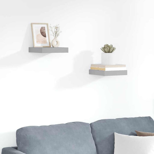 Pakabinamos lentynos, 2vnt., pilkos, 23x23,5x3,8cm, MDF