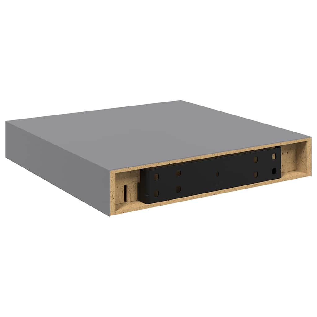 Pakabinamos lentynos, 4vnt., pilkos, 23x23,5x3,8cm, MDF