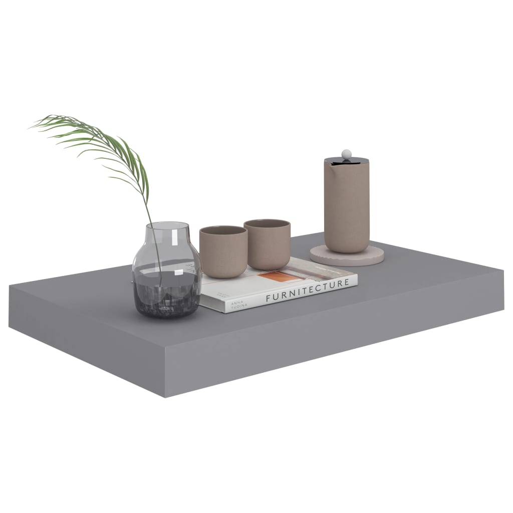 Pakabinamos sieninės lentynos, 2vnt., pilkos, 40x23x3,8cm, MDF