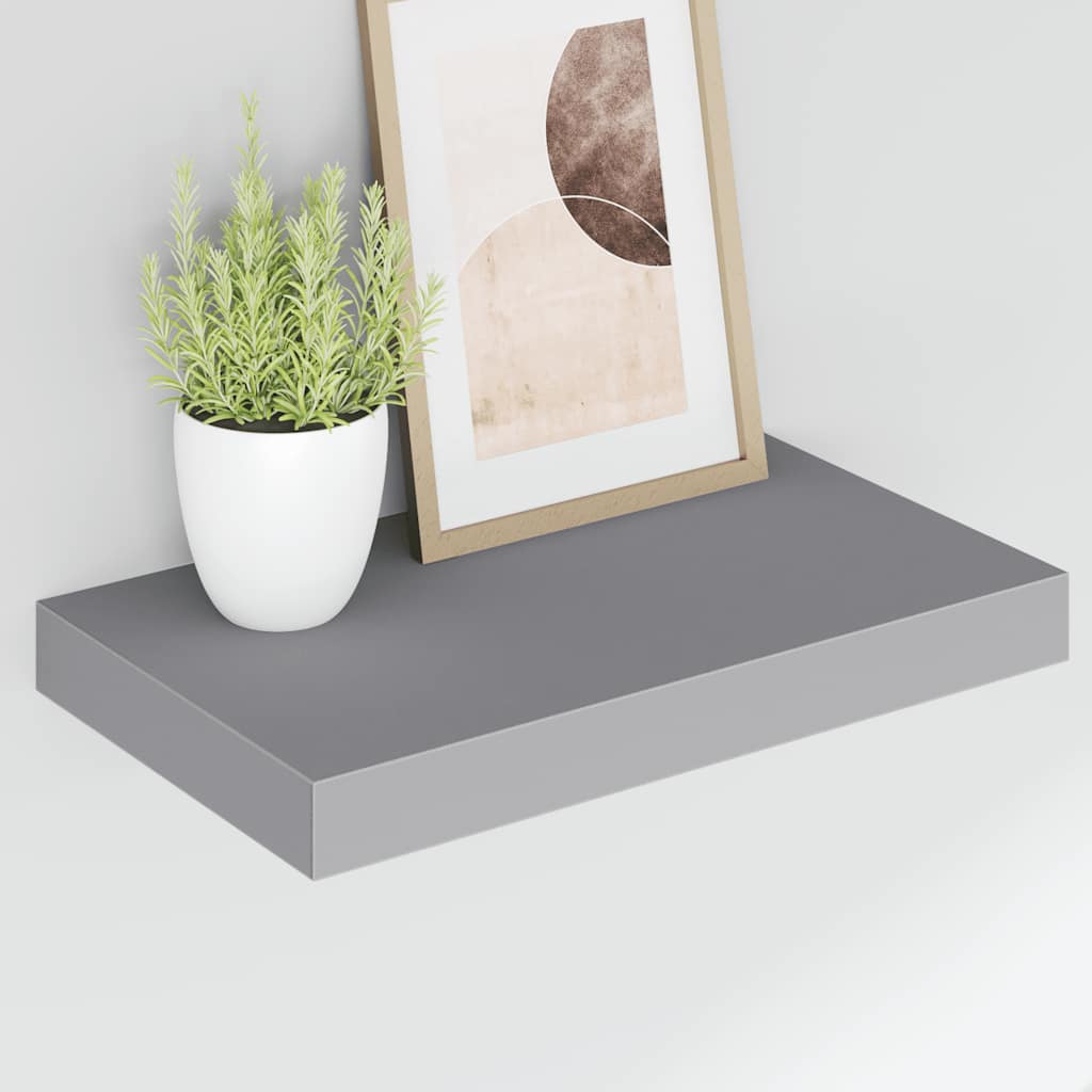 Pakabinamos sieninės lentynos, 2vnt., pilkos, 40x23x3,8cm, MDF