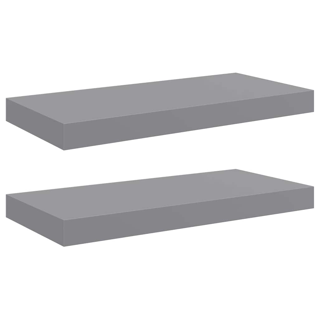 Pakabinamos sieninės lentynos, 2vnt., pilkos, 50x23x3,8cm, MDF