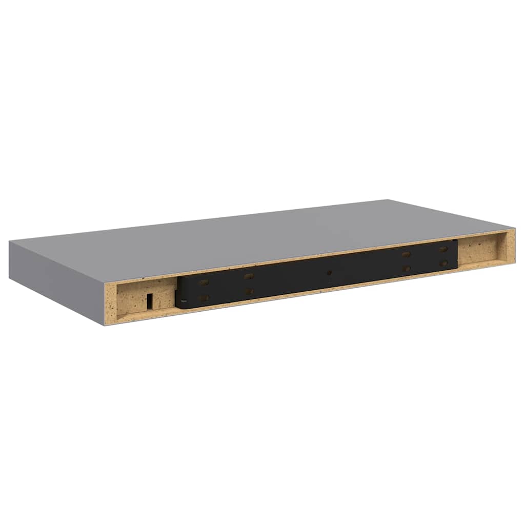 Pakabinamos sieninės lentynos, 2vnt., pilkos, 50x23x3,8cm, MDF