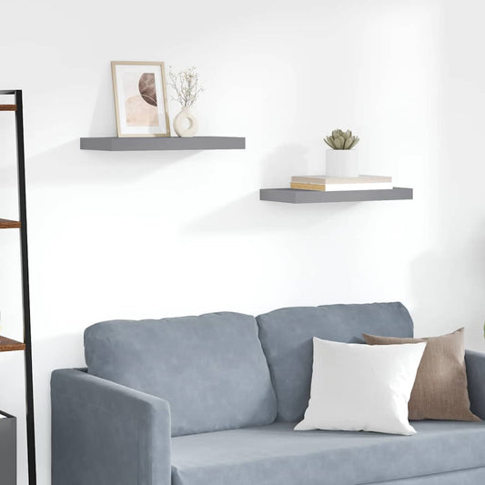 Pakabinamos sieninės lentynos, 2vnt., pilkos, 50x23x3,8cm, MDF