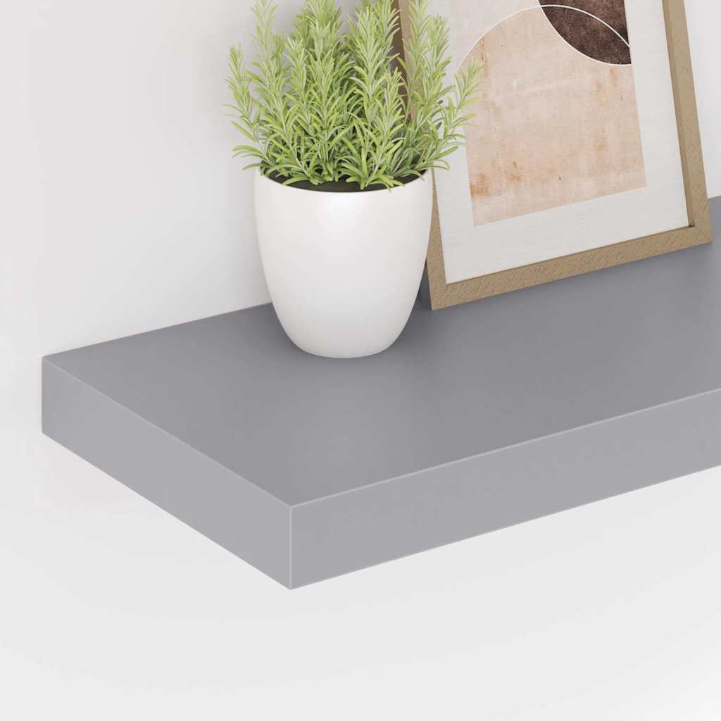 Pakabinamos sieninės lentynos, 4vnt., pilkos, 50x23x3,8cm, MDF