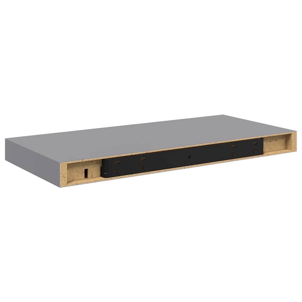 Pakabinamos sieninės lentynos, 4vnt., pilkos, 50x23x3,8cm, MDF