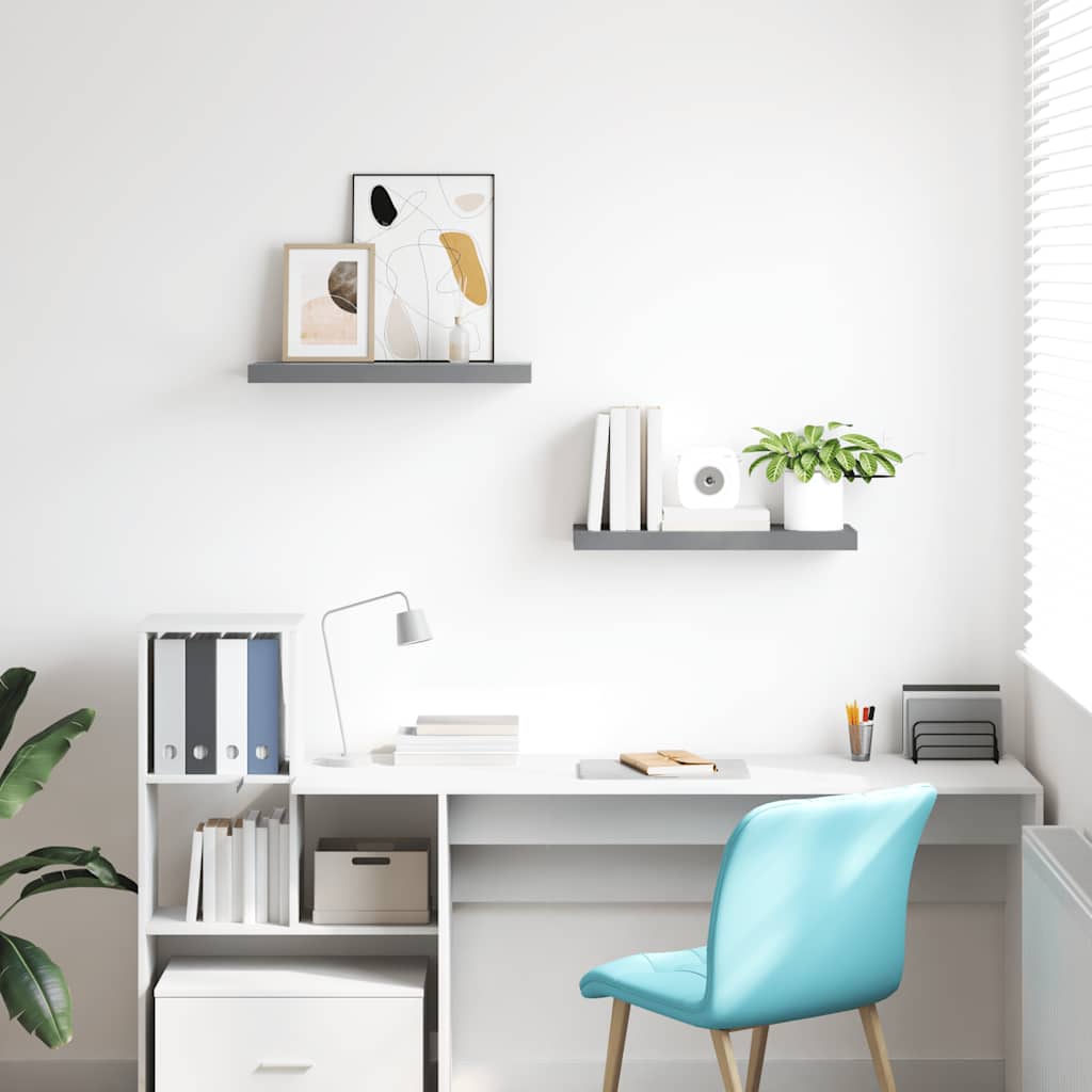 Pakabinamos lentynos, 2vnt., pilkos, 60x23,5x3,8cm, MDF